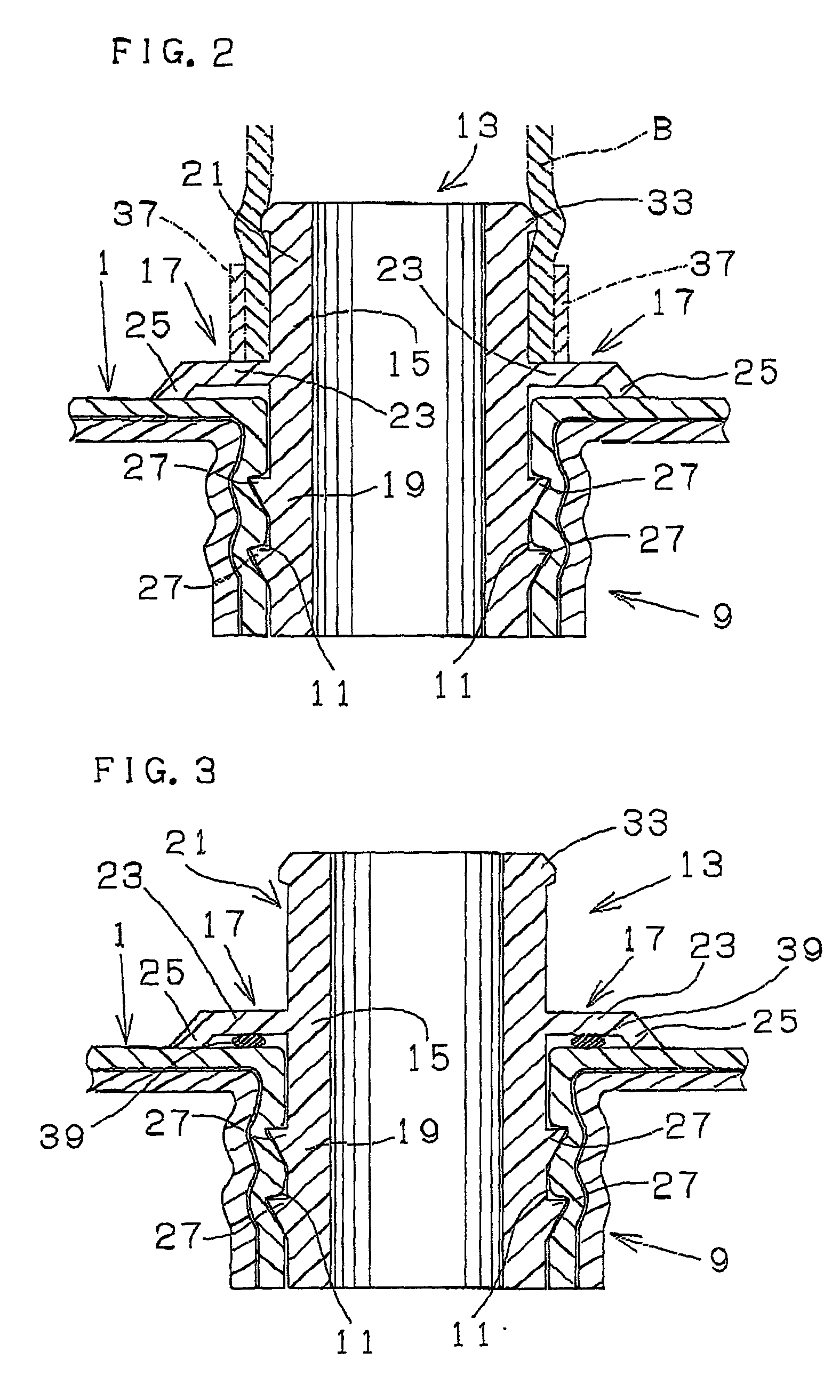 Structure for connecting tubular member to fuel tank