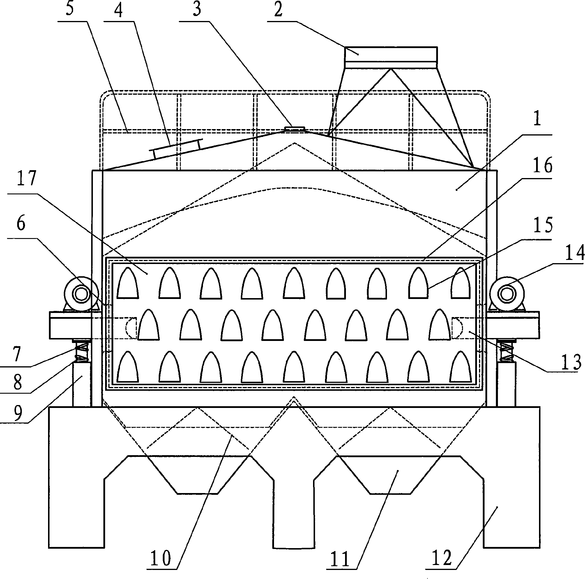 Granule material vibration cooling machine