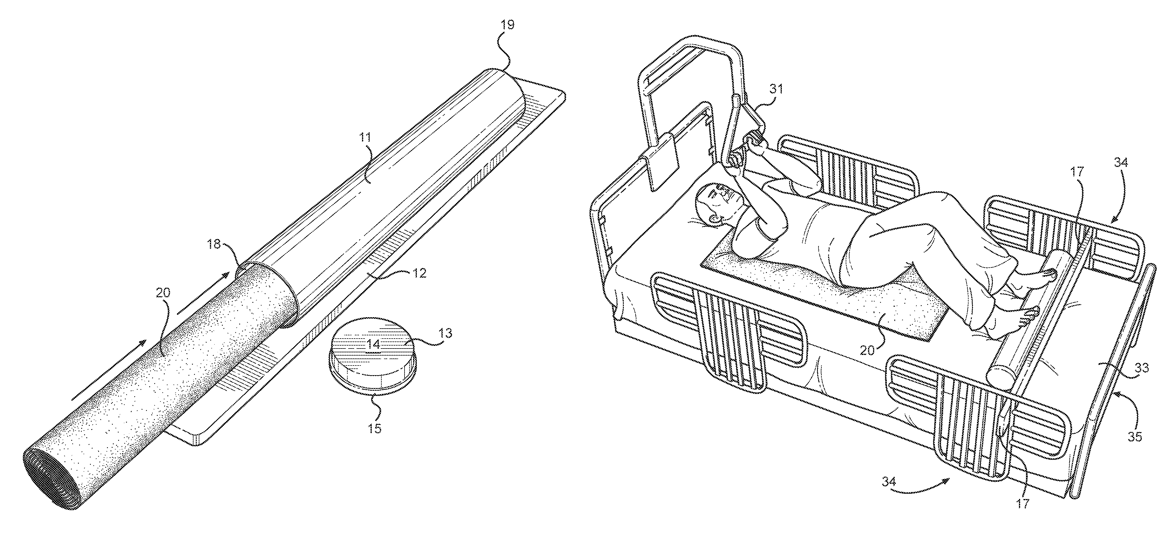 Patient movement support device and method