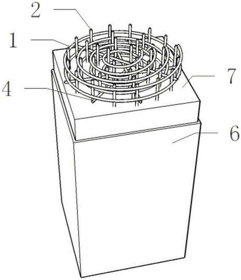 Tree ring type high-strength concrete filled square steel tube column equipped with multiple spiral stirrups