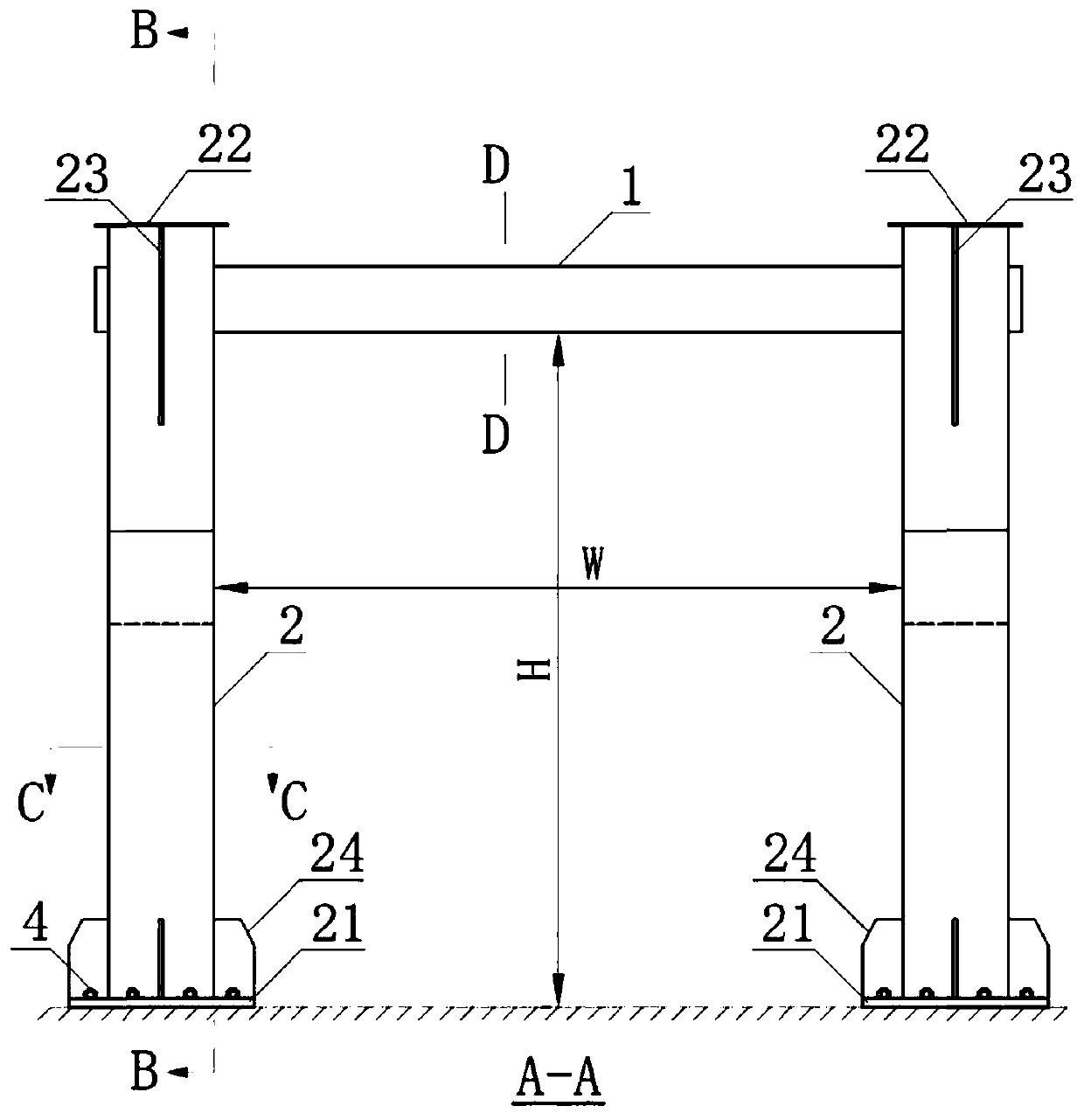 Height-limiting protective frame adopting light composite material cross beam