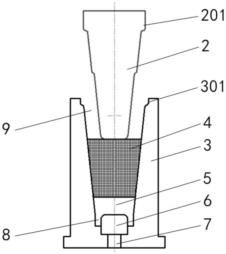 A kind of positive and negative extrusion forming die and forming method of curved generatrix shell