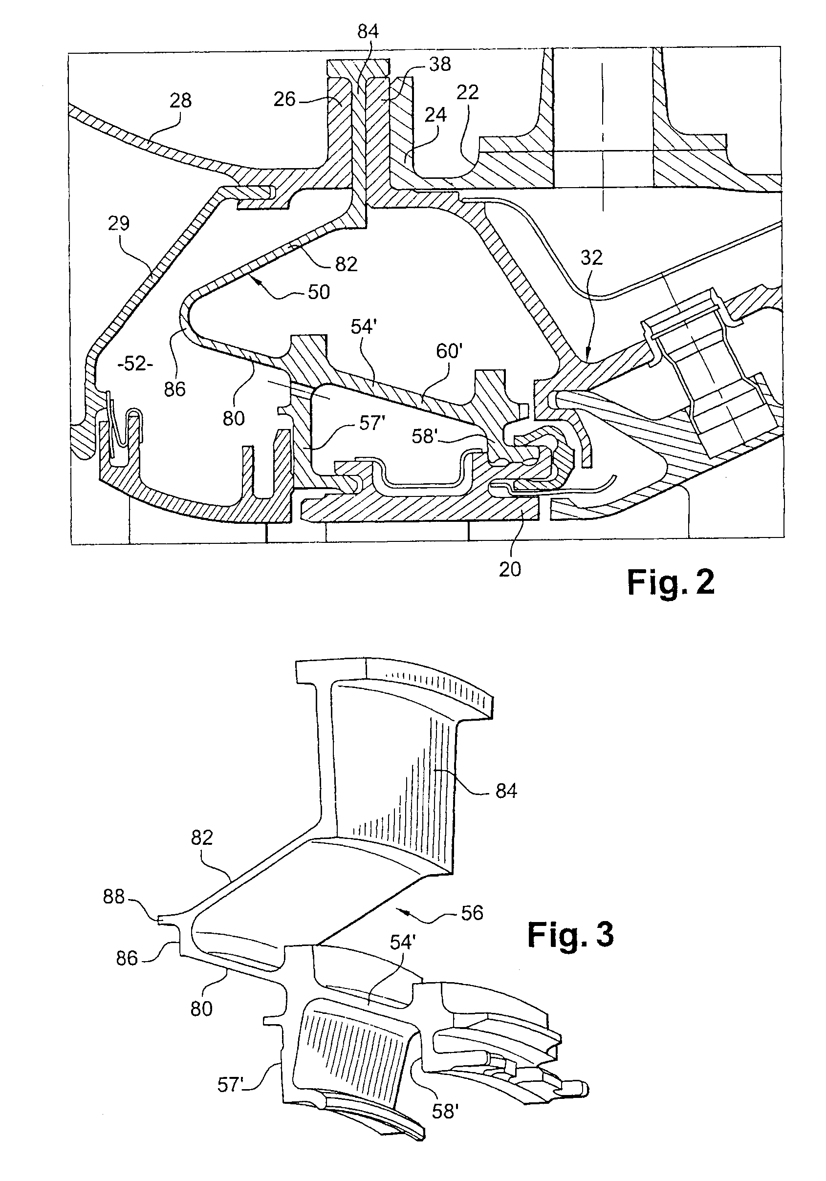 Turbine stage in a turbomachine