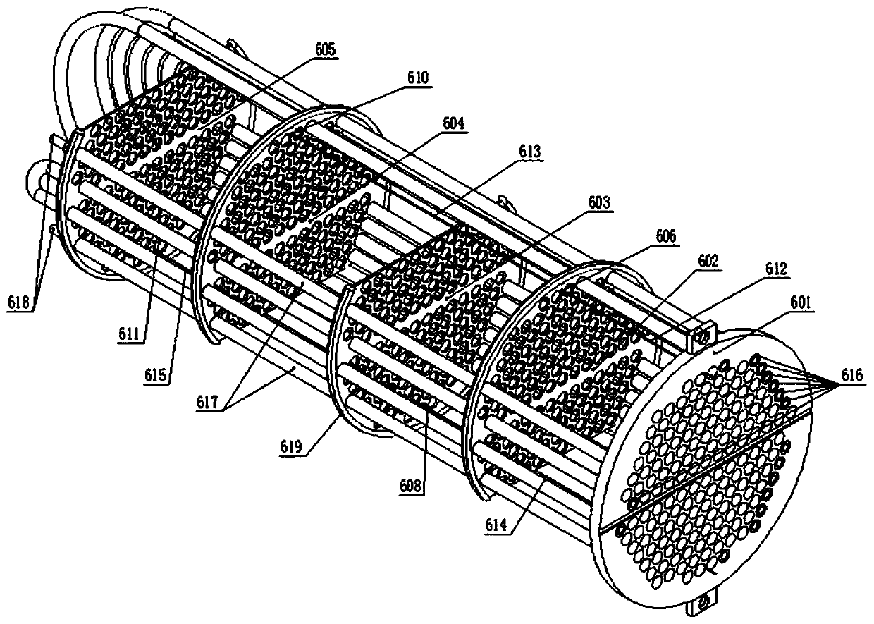 U-shaped tube heat exchanger with baffle plate with air bag structure