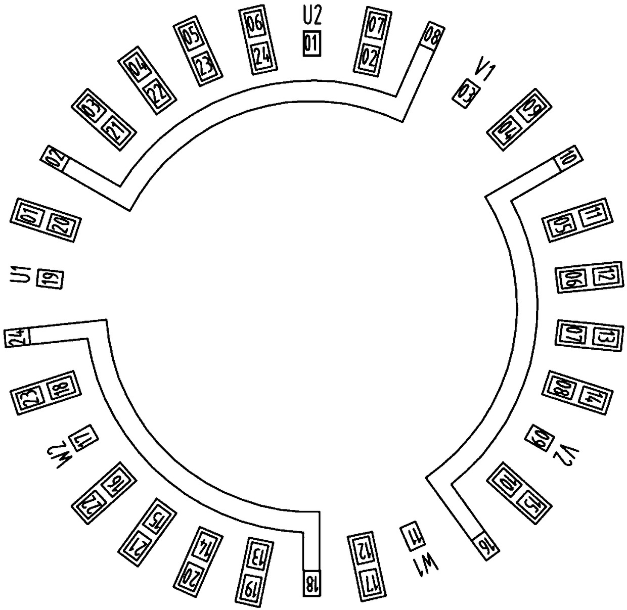 A new double-layer wave winding method that can save wiring space at the outlet end