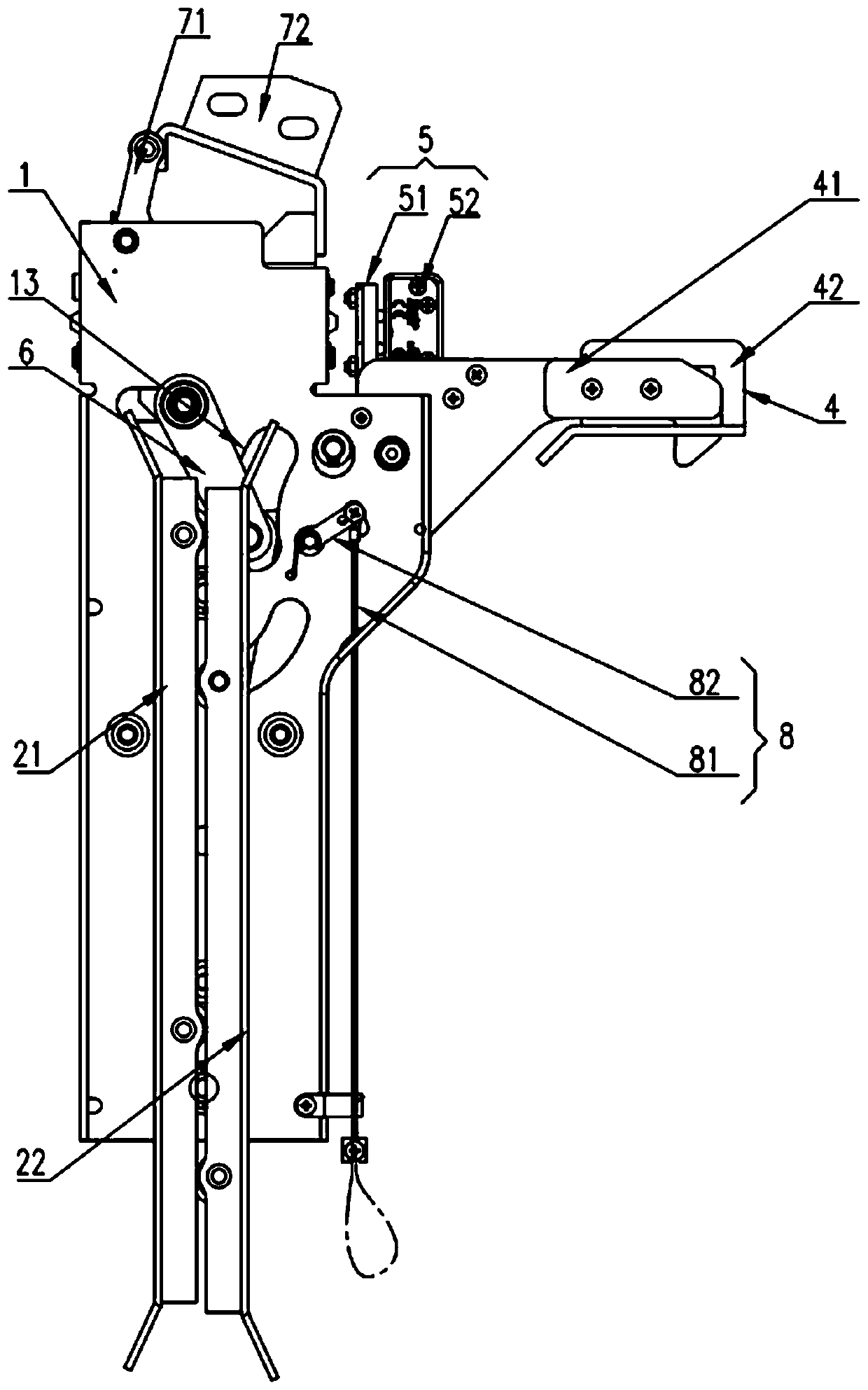 Asynchronous door knife device of elevator car door lock