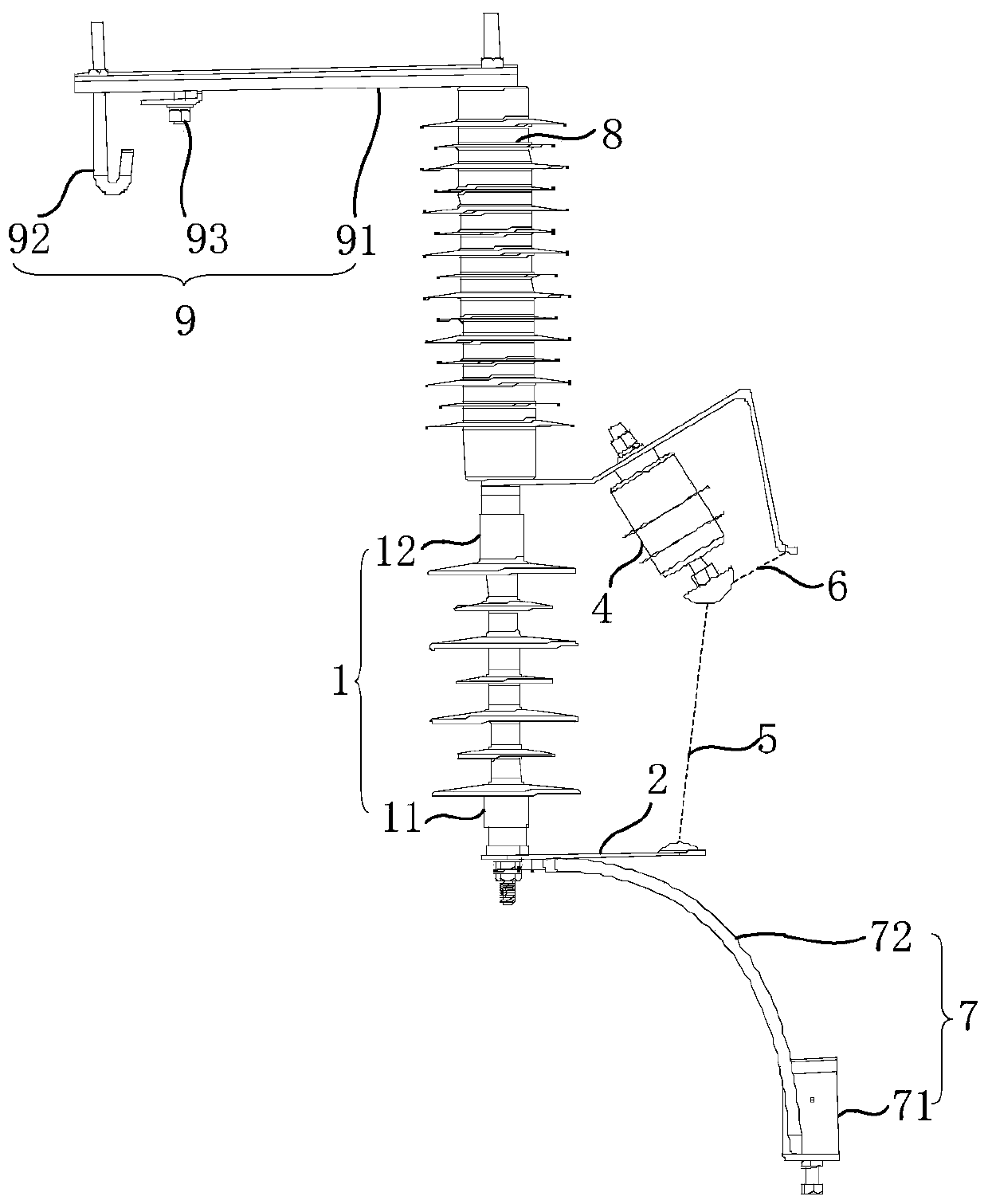 Discharge gap structure and discharge gap device without power-frequency freewheeling