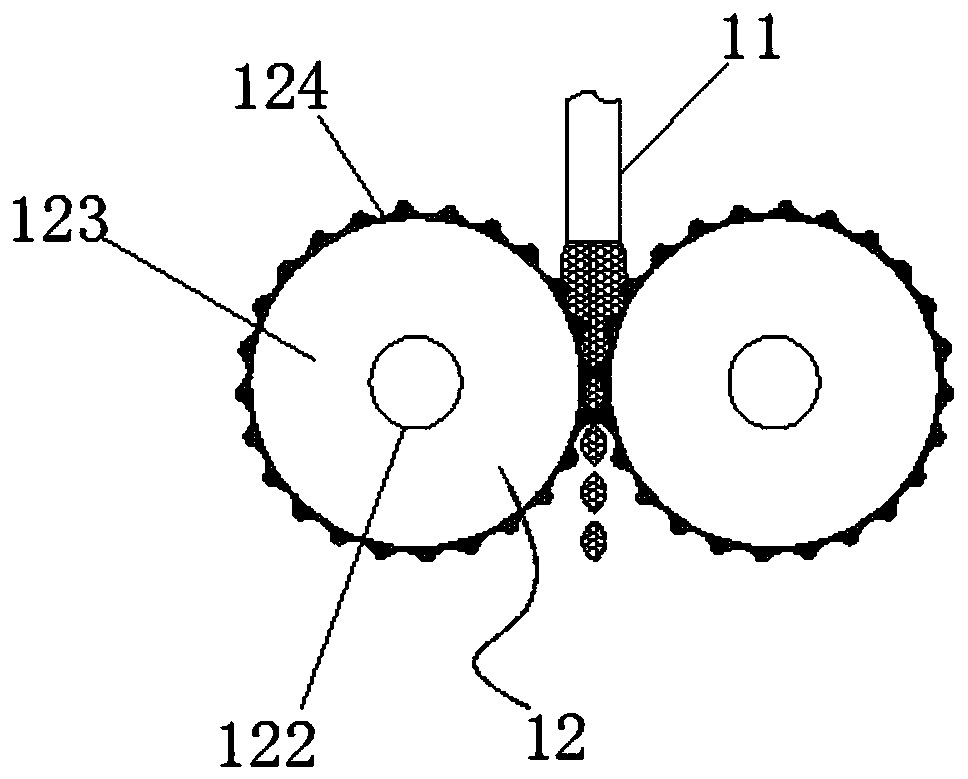 Device for processing polyethylene particles by using waste double-wall corrugated pipe