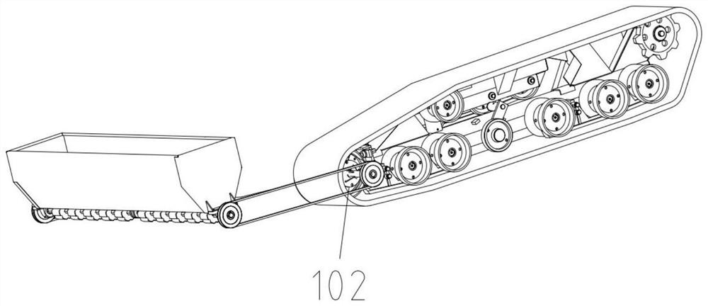 A crawler combined harvesting-fertilizer strip application machine