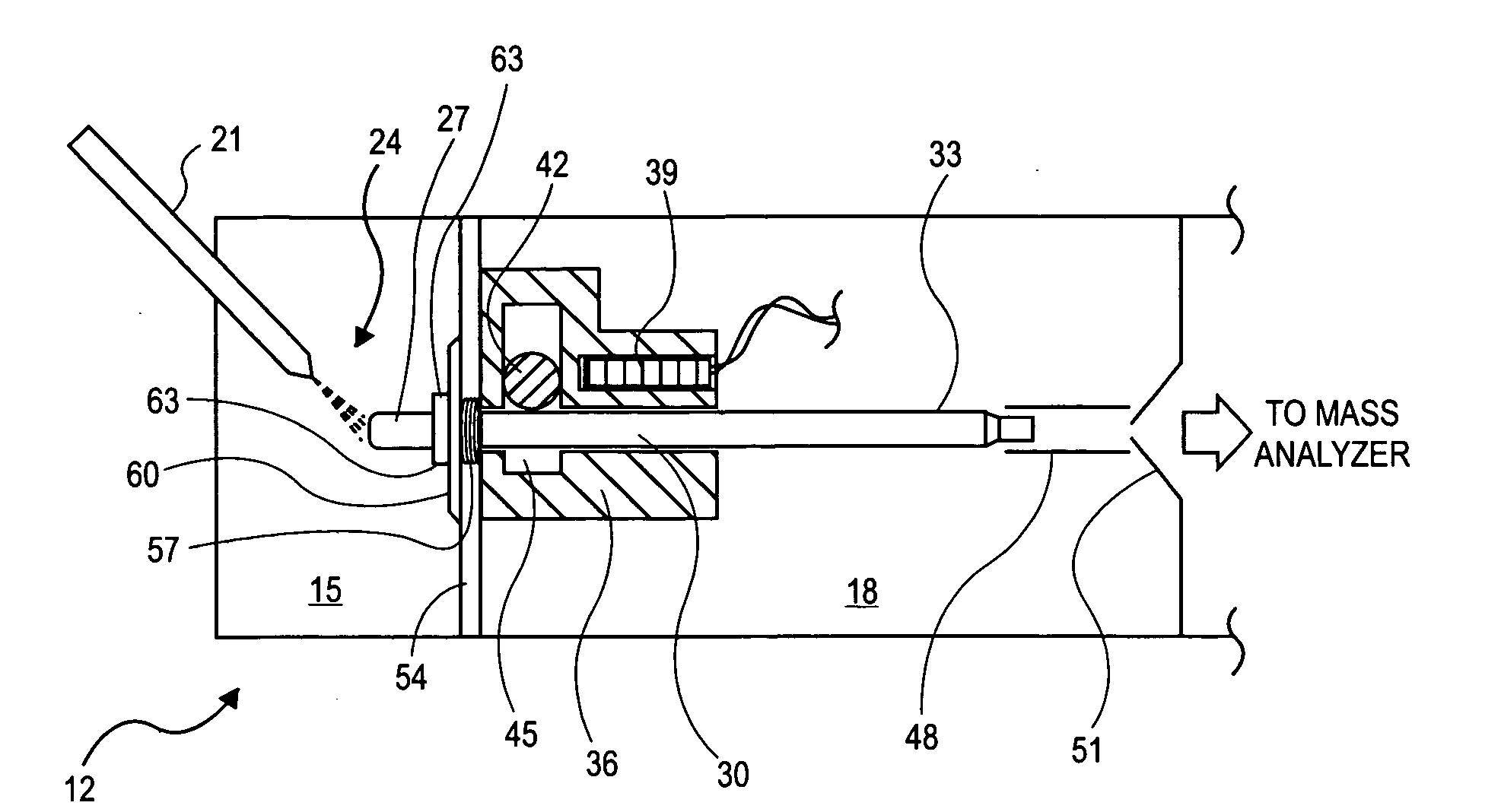 Plural bore to single bore ion transfer tube