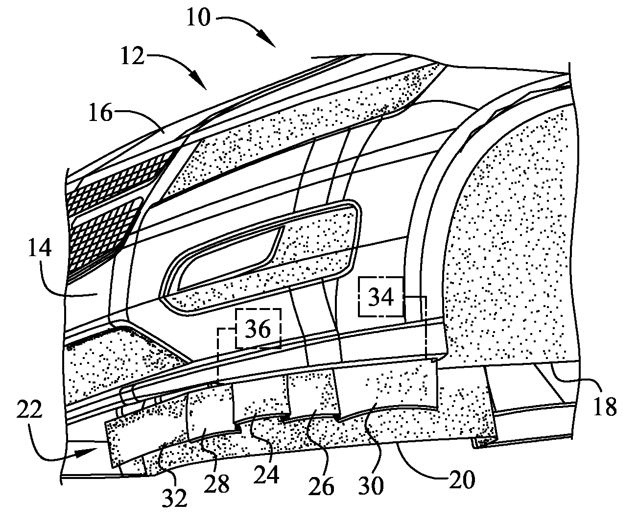 Retractable curved air dam