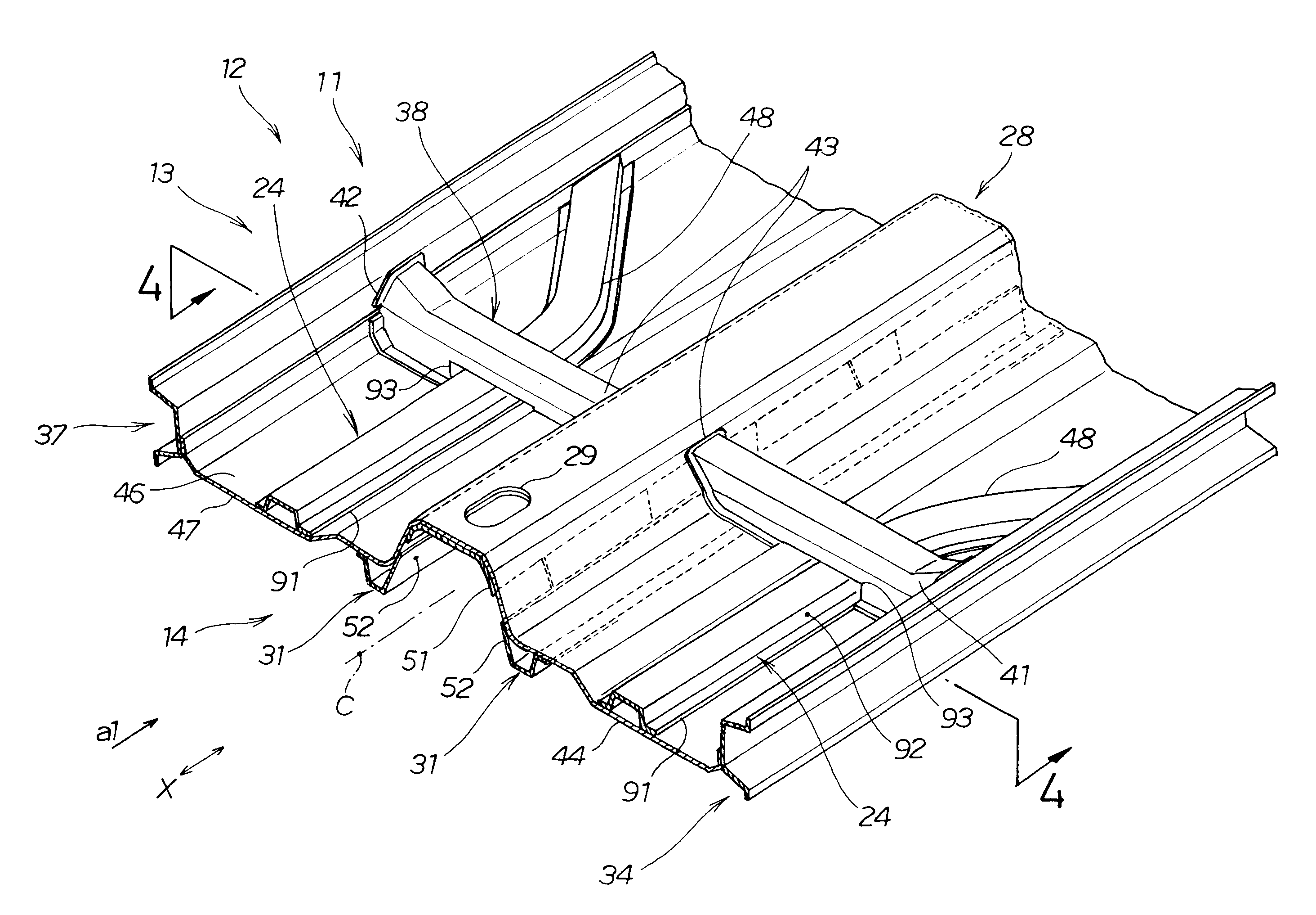 Vehicle body floor structure