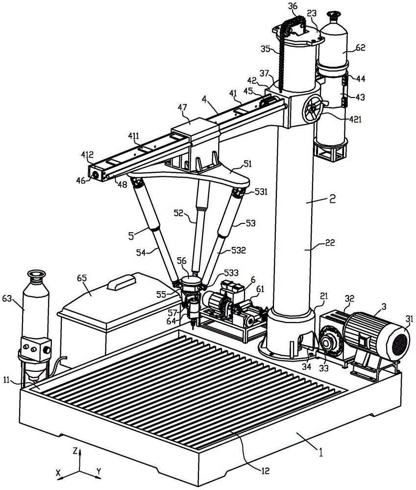 Series-parallel water jet carving robot with six degrees of freedom