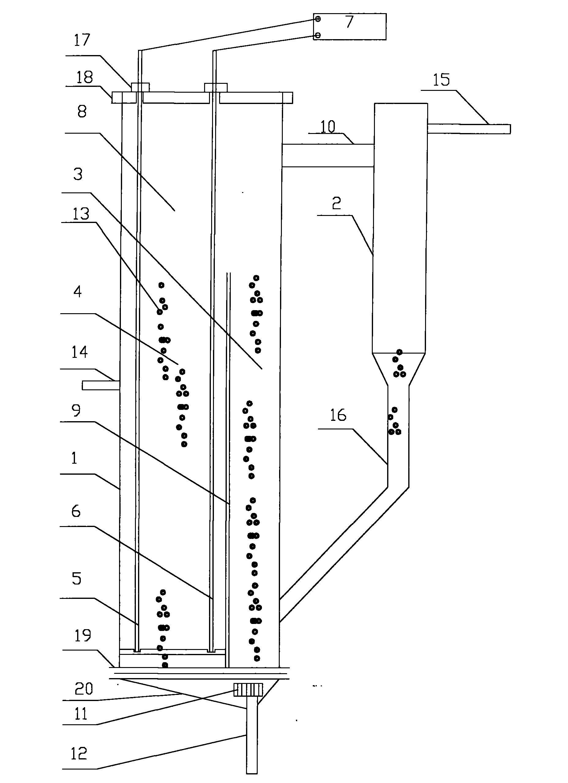 Electrolytic and catalytic oxidation reaction device and processing method based fluidized bed