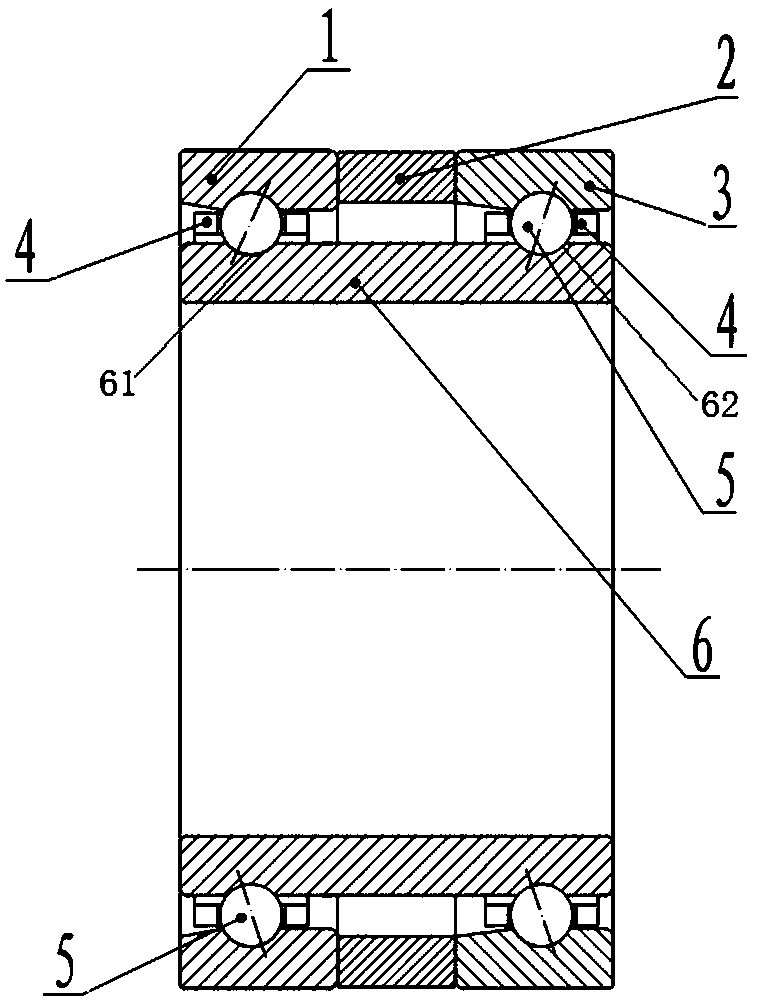 A tandem assembled angular contact ball bearing and its assembly method