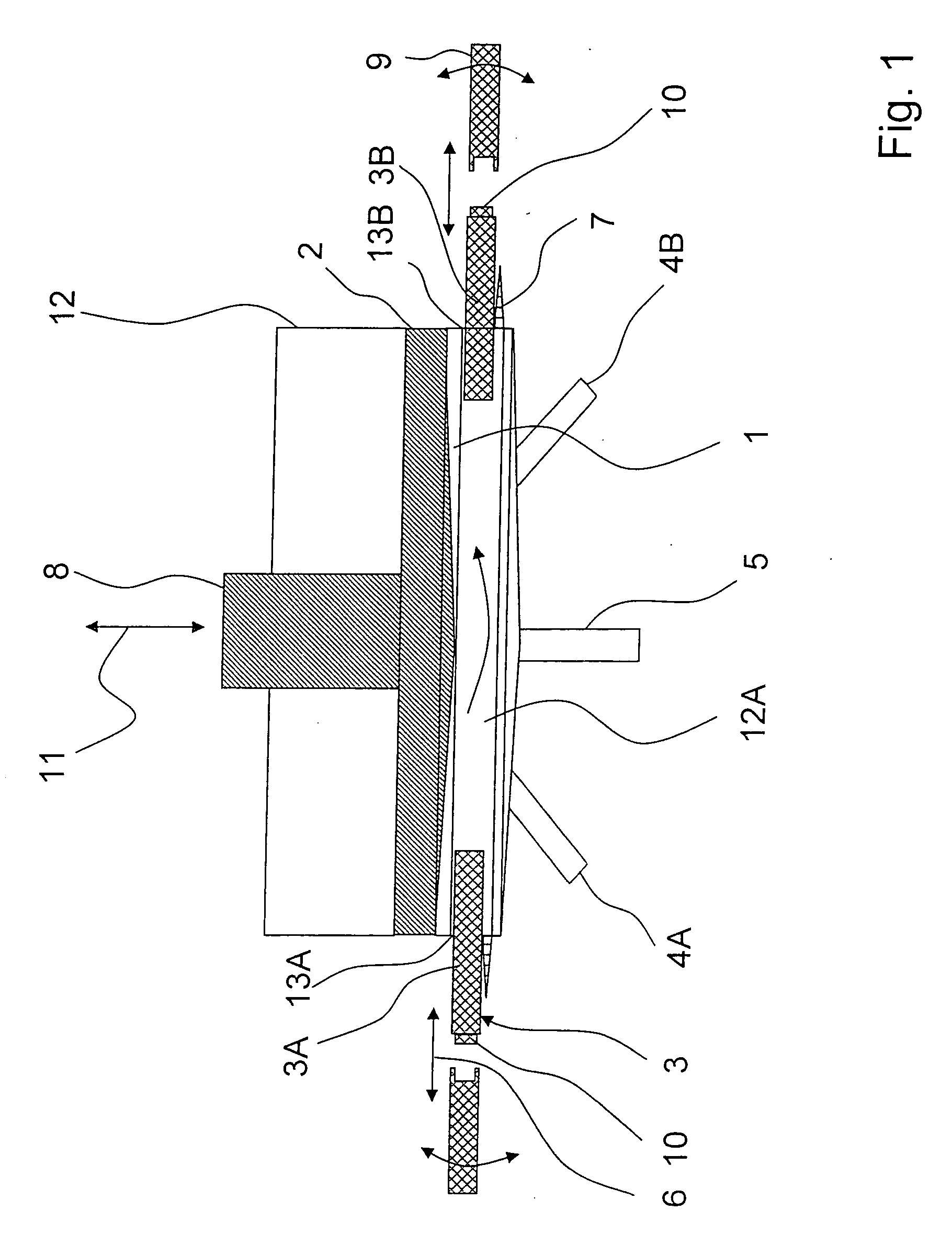 Device for mixing at least two media