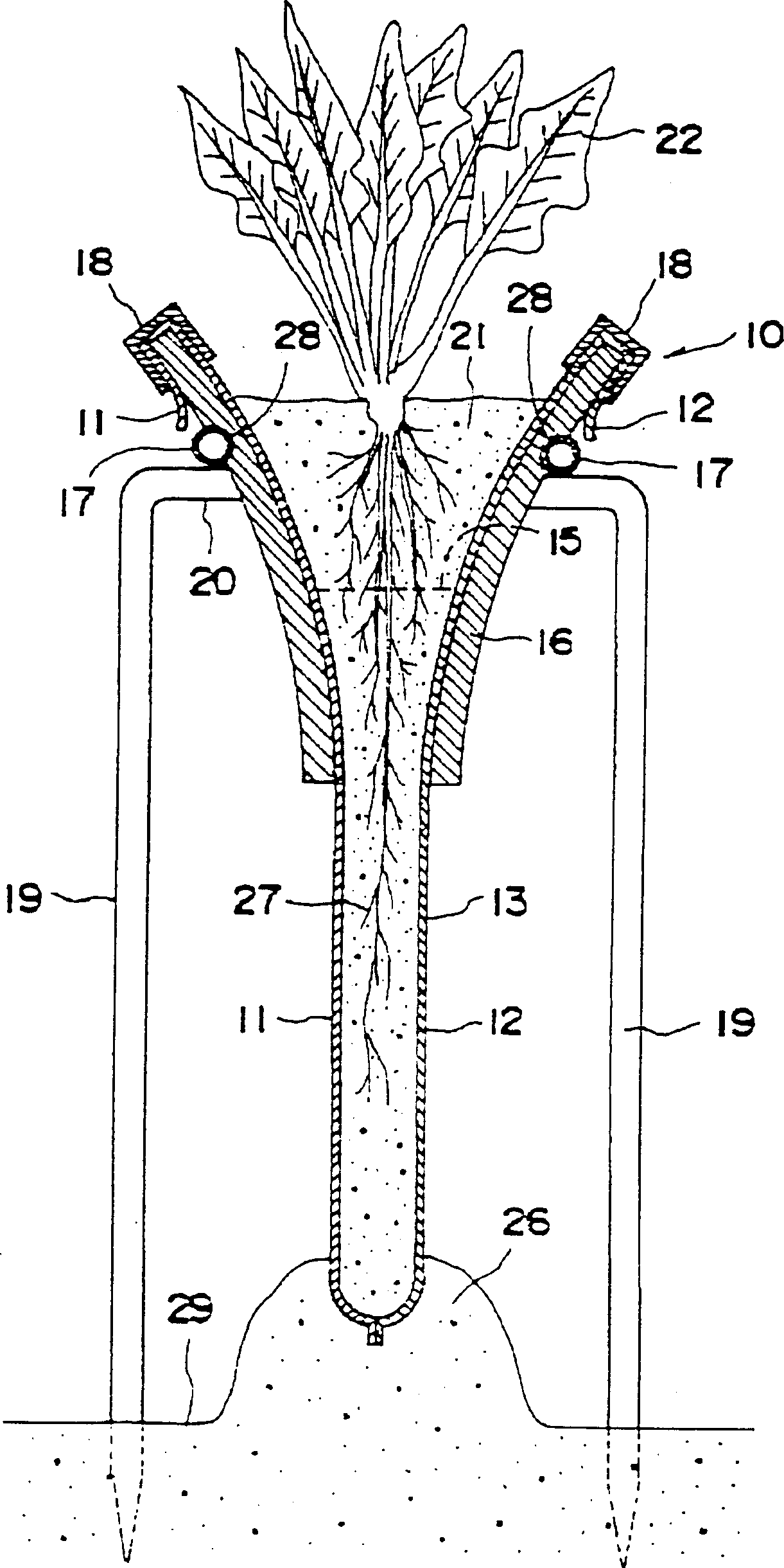 Overhead planting container