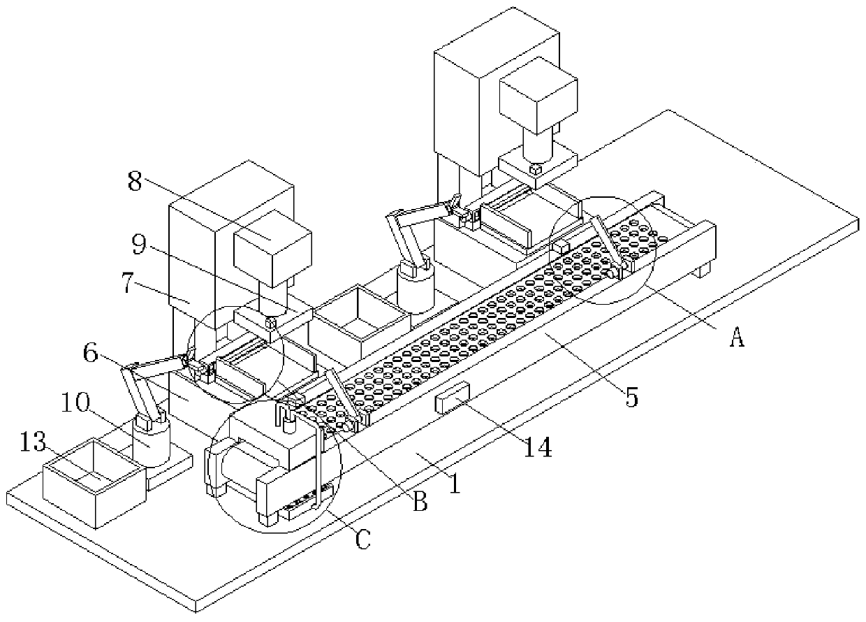 Automatic control device for punching machine production line