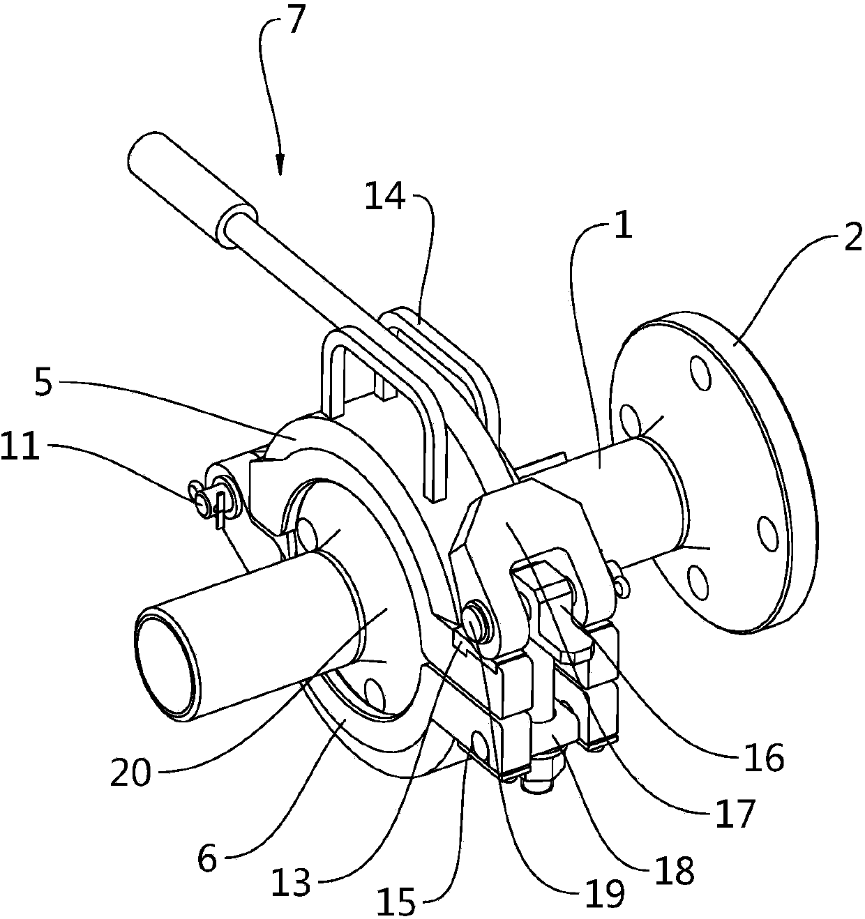 Clamp type manual rapid pipe connecting device