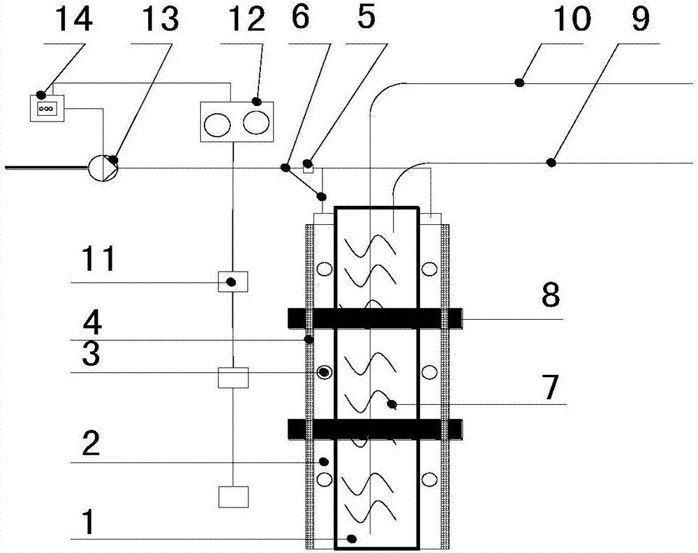 High-efficient underground heat exchanging device of closed type single well circulating ground source heat pump