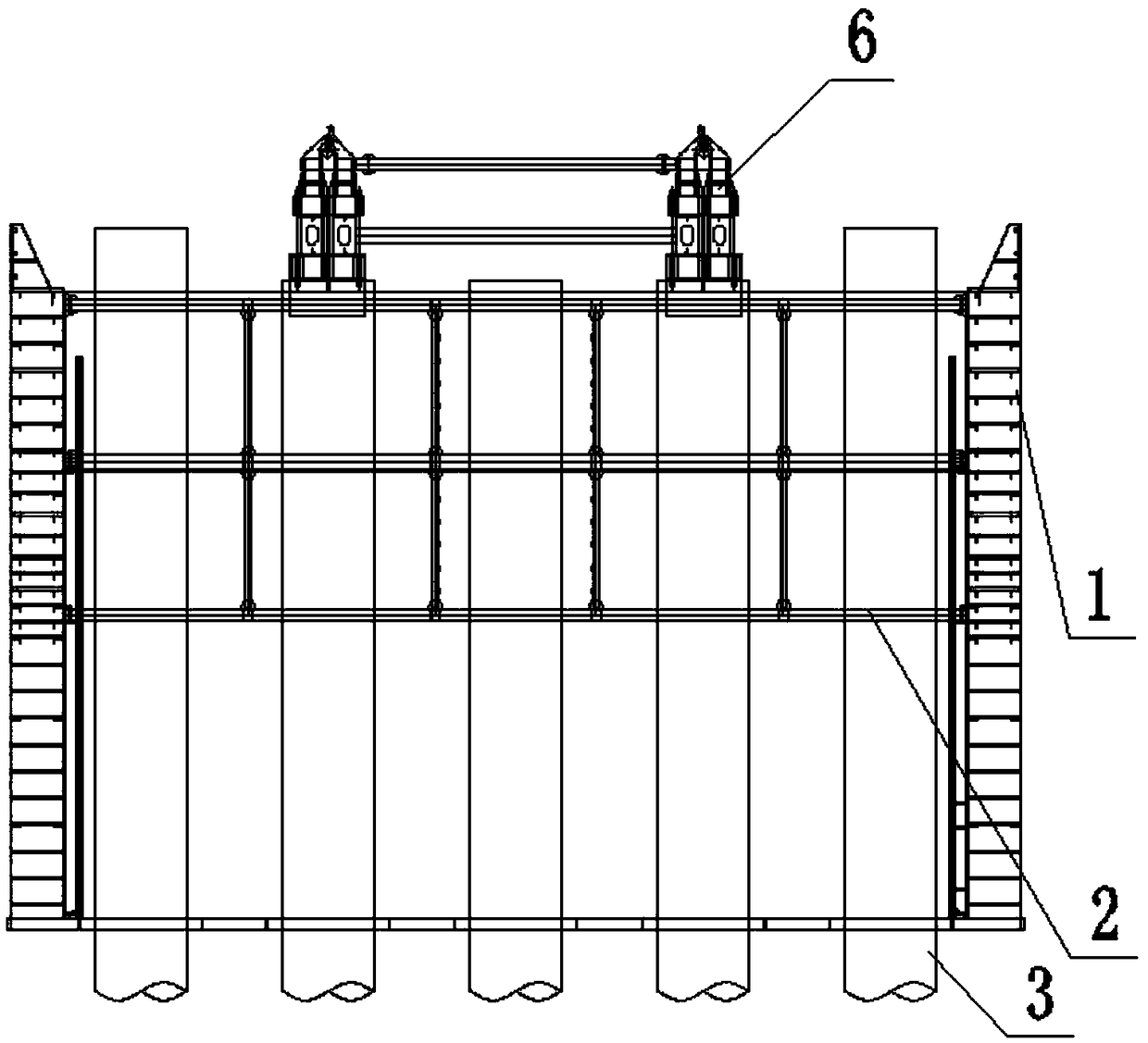 Cofferdam and hoisting descending construction method thereof