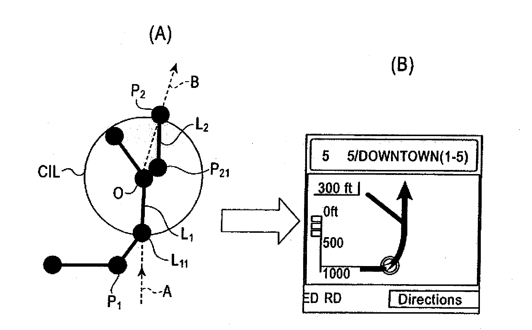 Navigation system, enlarged intersection image displaying method used in the system, and map information generating method