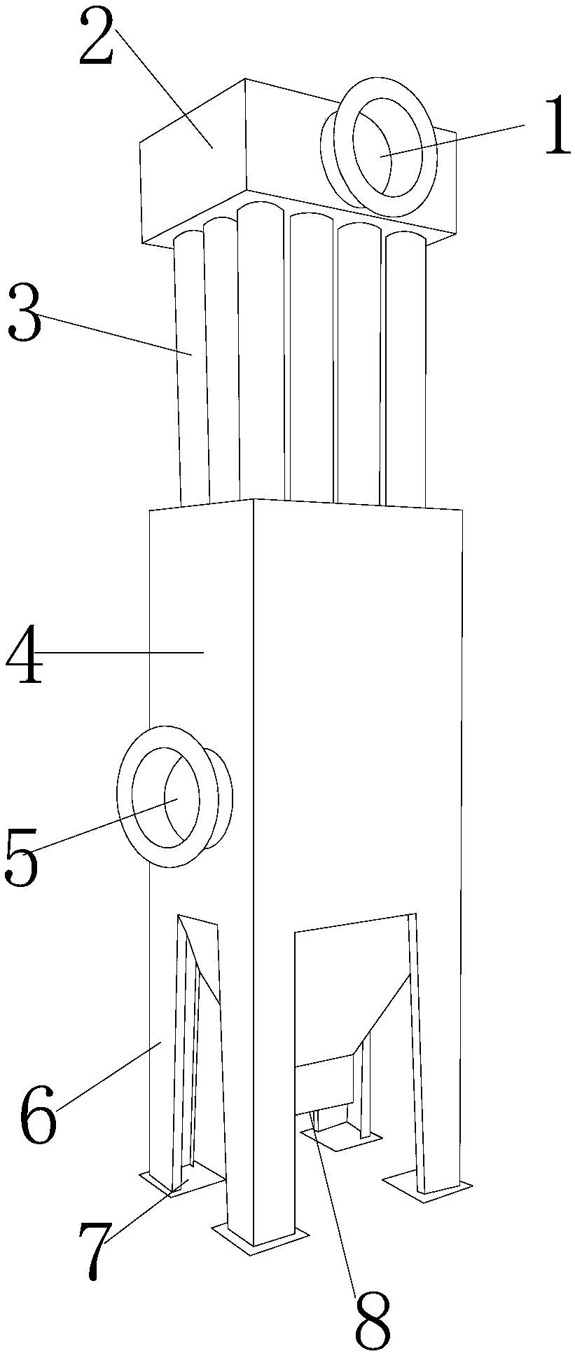 A cooling device capable of purifying flue gas