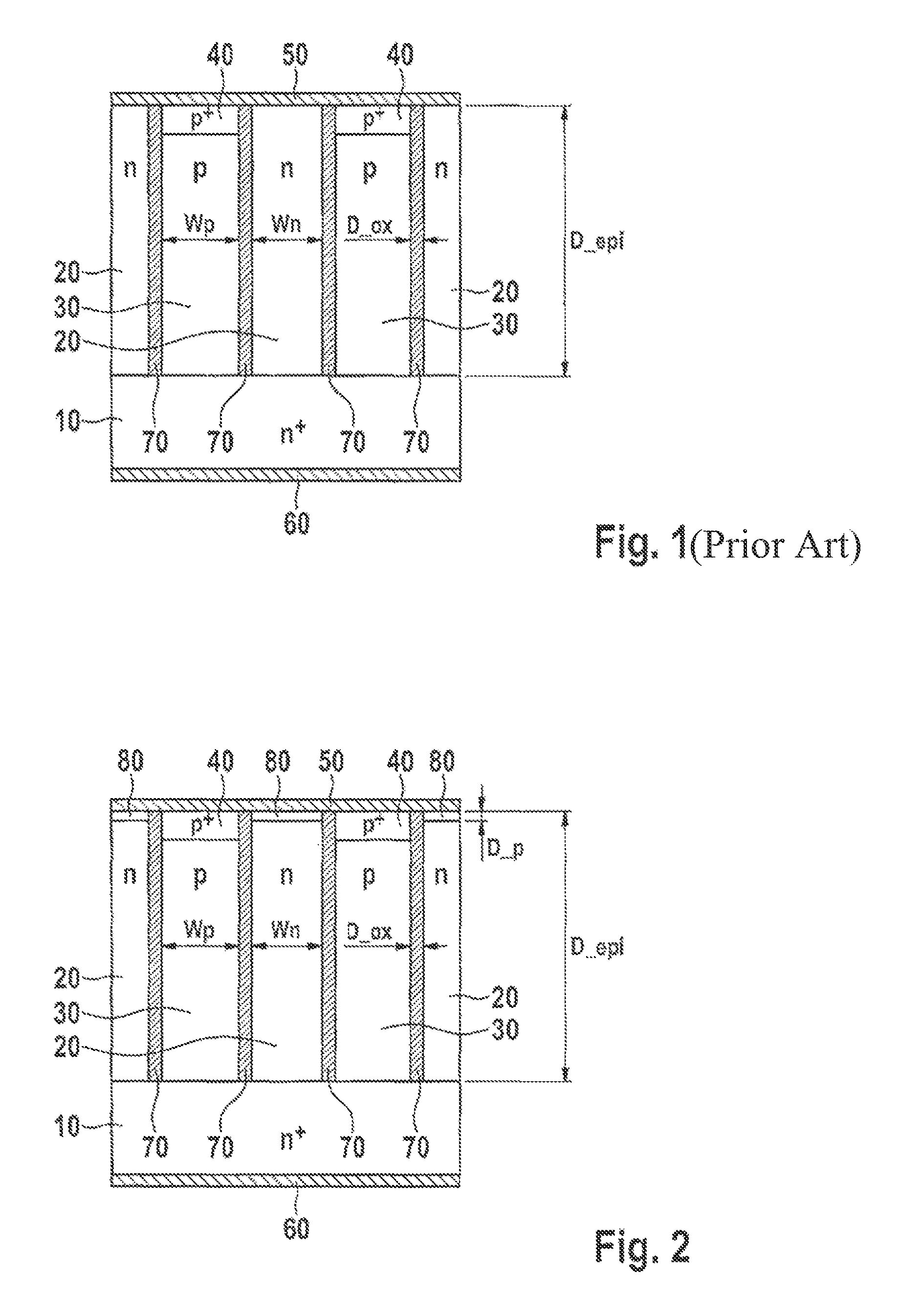 Super-junction schottky oxide pin diode having thin P-type layers under the schottky contact