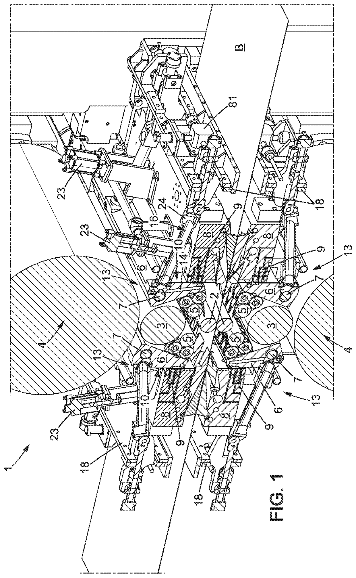 Rolling mill with cooling or lubricating device