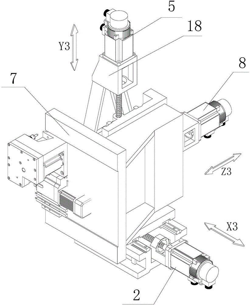 Third axis group structure on numerical control repeated cutting material moving type lathe