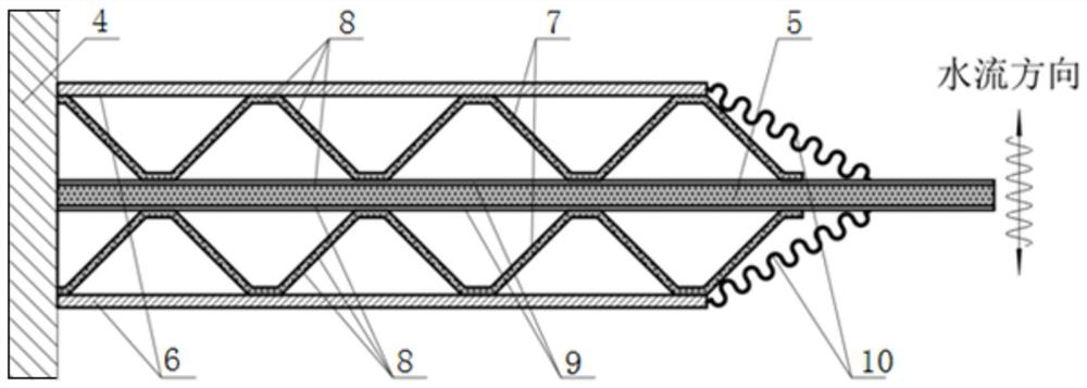 A beam-slab composite underwater power generation device and method based on flexoelectric effect