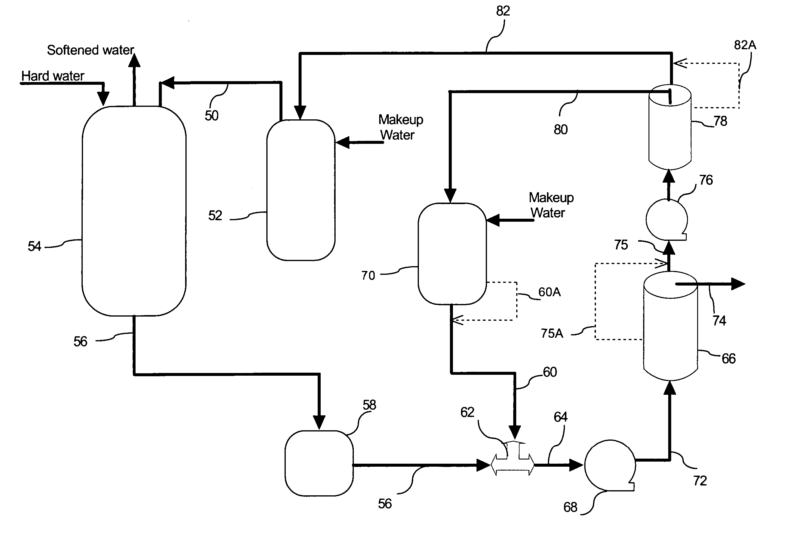 System for the purification and reuse of spent brine in a water softener