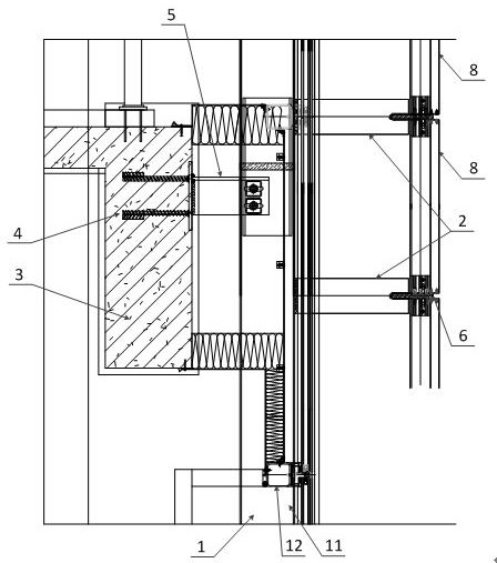 Composite curtain wall structure and installation method thereof