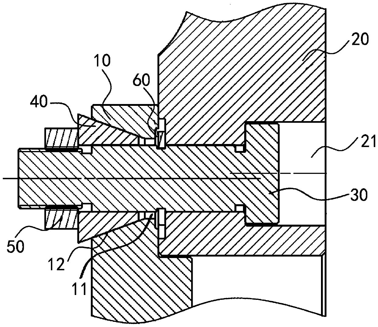 Centering structure and turbine test device with centering structure