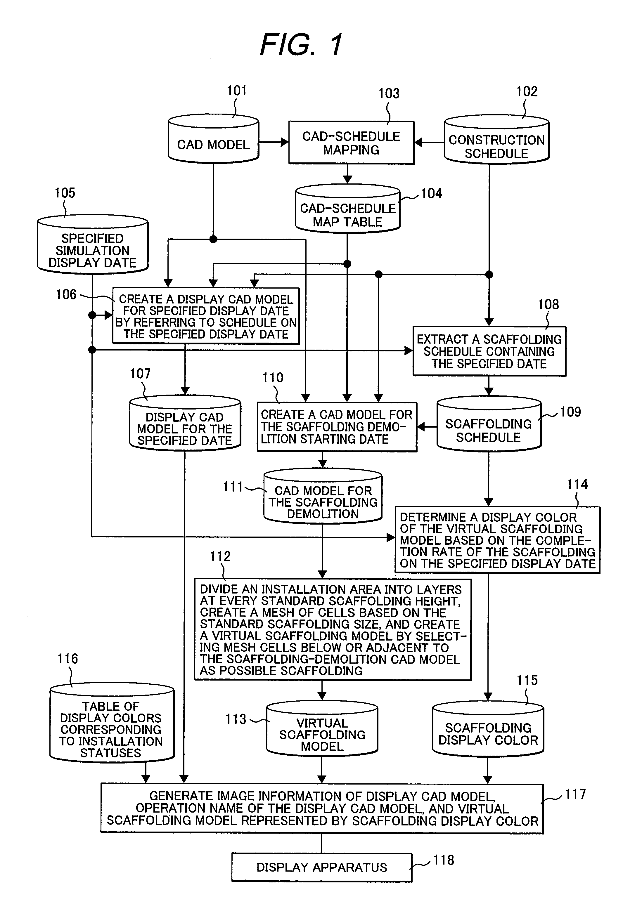 System and method for visualizing the construction progress of scaffolding utilizing 3D CAD models