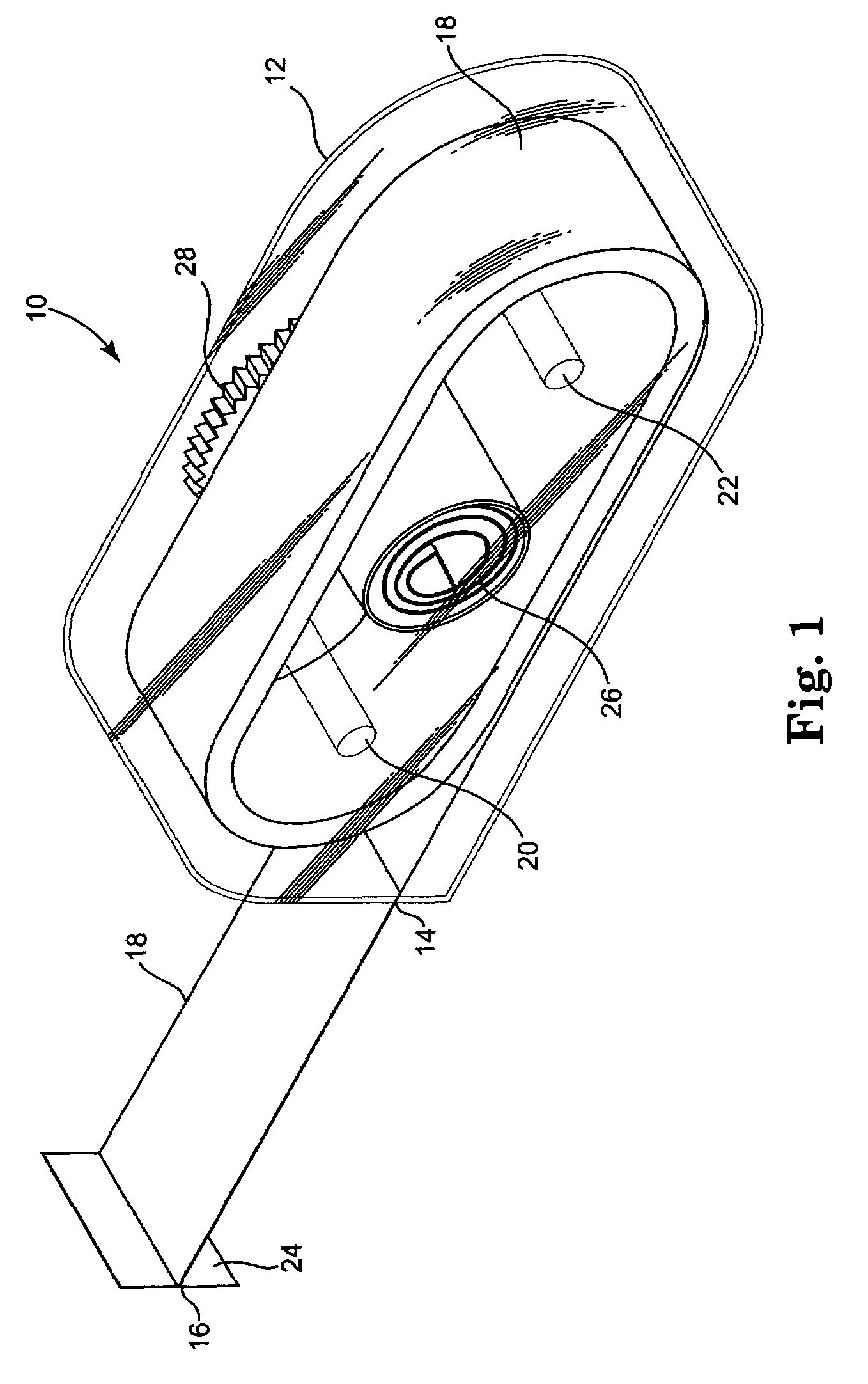 Measuring device having flexible tape coiled around a plurality of reels