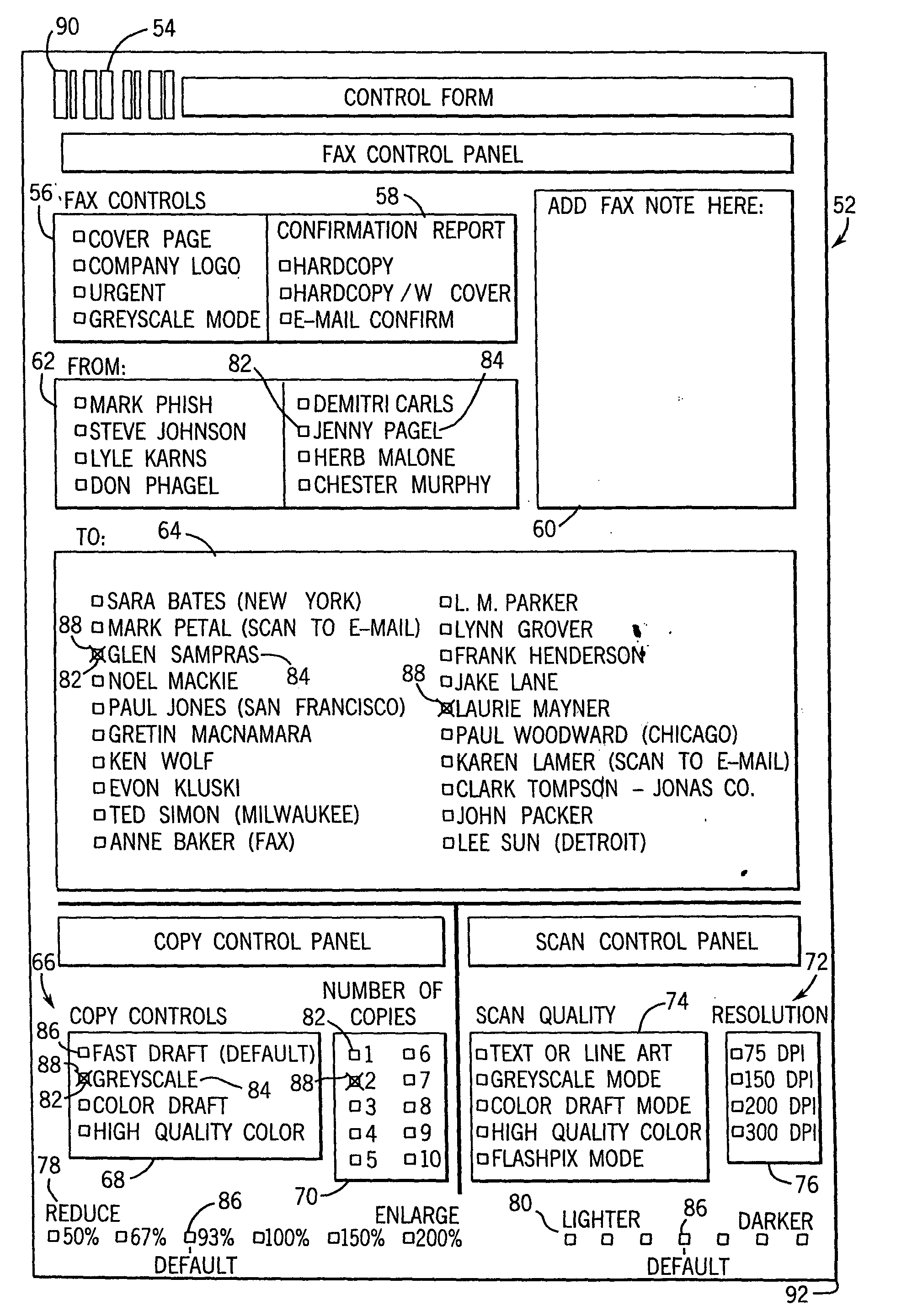 Selective document scanning method and apparatus