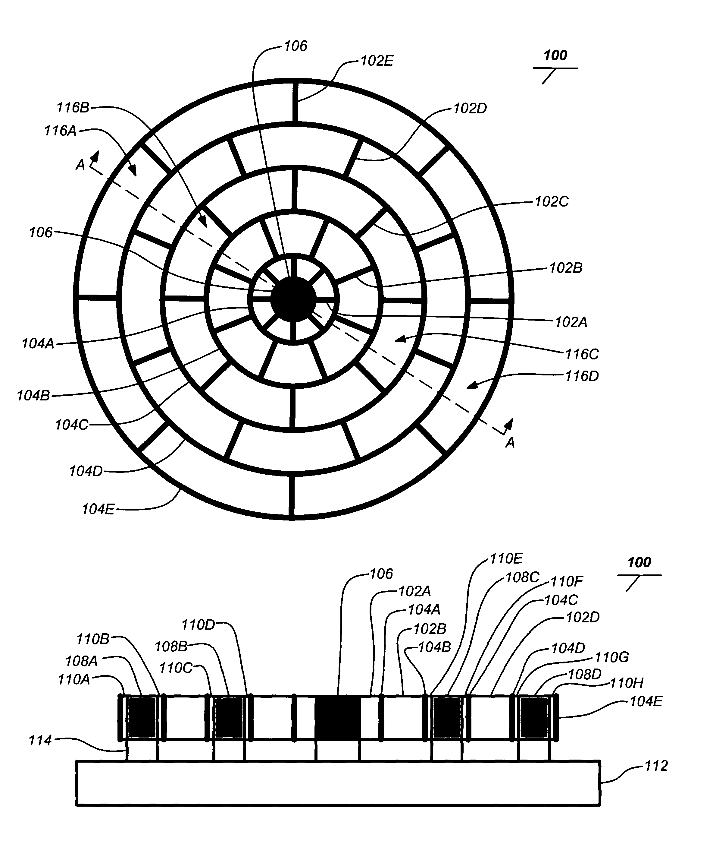 Isolated planar gyroscope with internal radial sensing and actuation