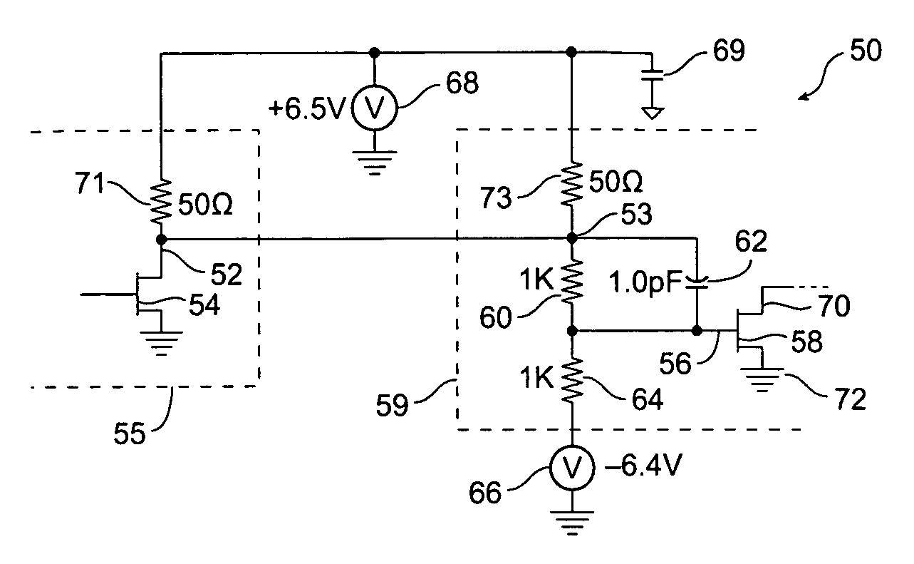 DC-coupled multi-stage amplifier using all-pass resistive/capacitive network for level shifting