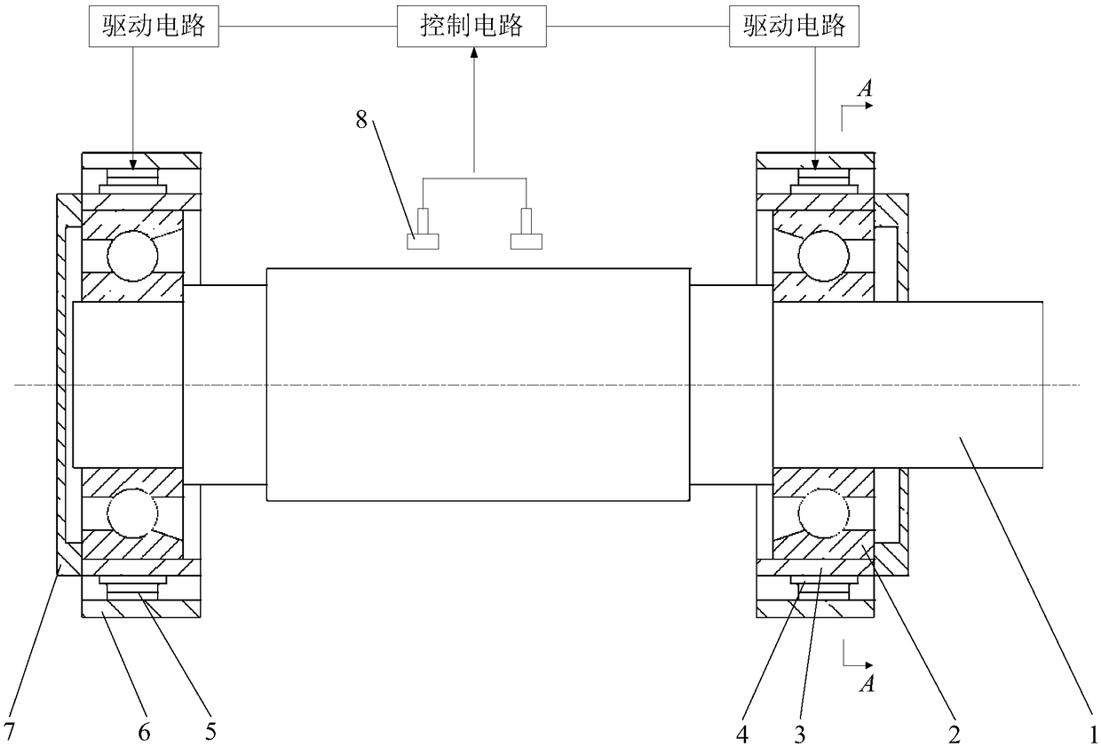 Mechanical shaft system revolving error active compensation device based on piezoelectric actuators