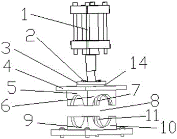 Three-head groove machining die for three-way pipe fitting