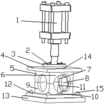 Three-head groove machining die for three-way pipe fitting