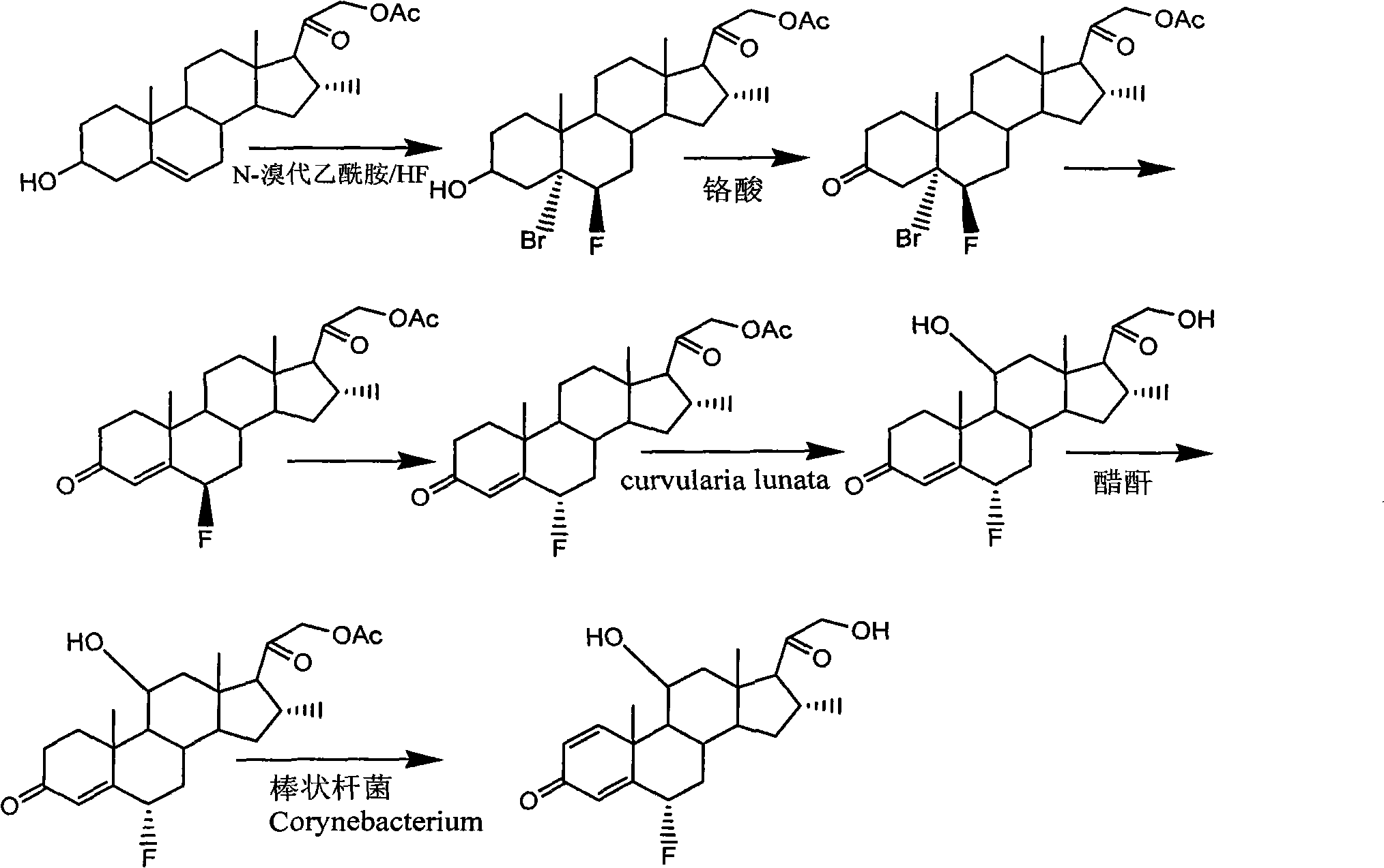 Preparation of fluorine-containing steroid hormone