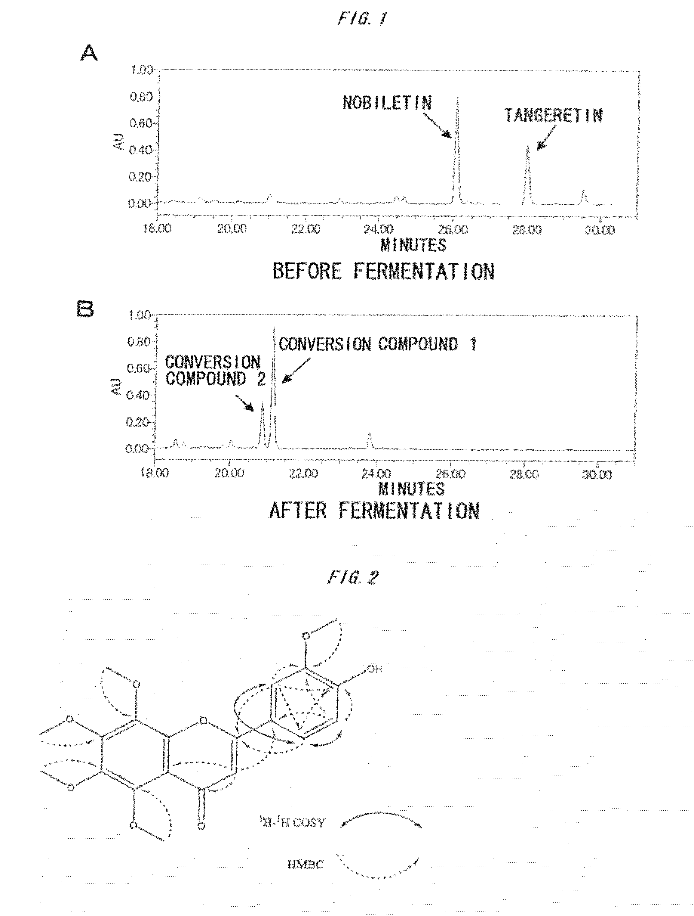 Neurite elongation agent, memory-improving agent and Anti-alzheimer agent comprising 4'-demethylnobiletin or 4'-demethyltangeretin as active ingredient, and process for production of the compound