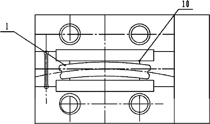 Fan strip label shaping and shearing device