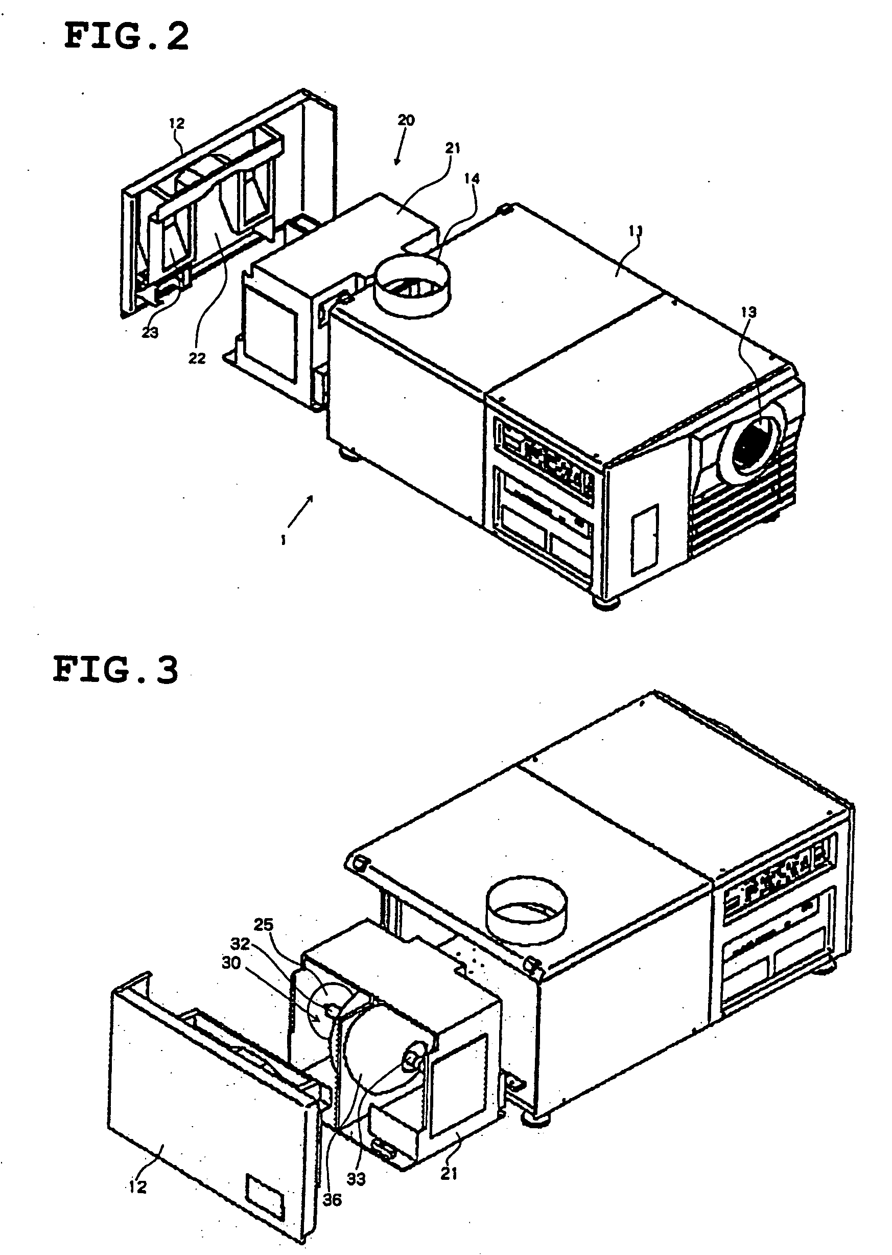 Structure for cooling a lamp for a projection display apparatus having an integrated exhaust duct