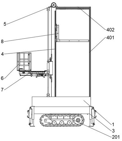 Self-walking type lifting equipment with safety protection and method