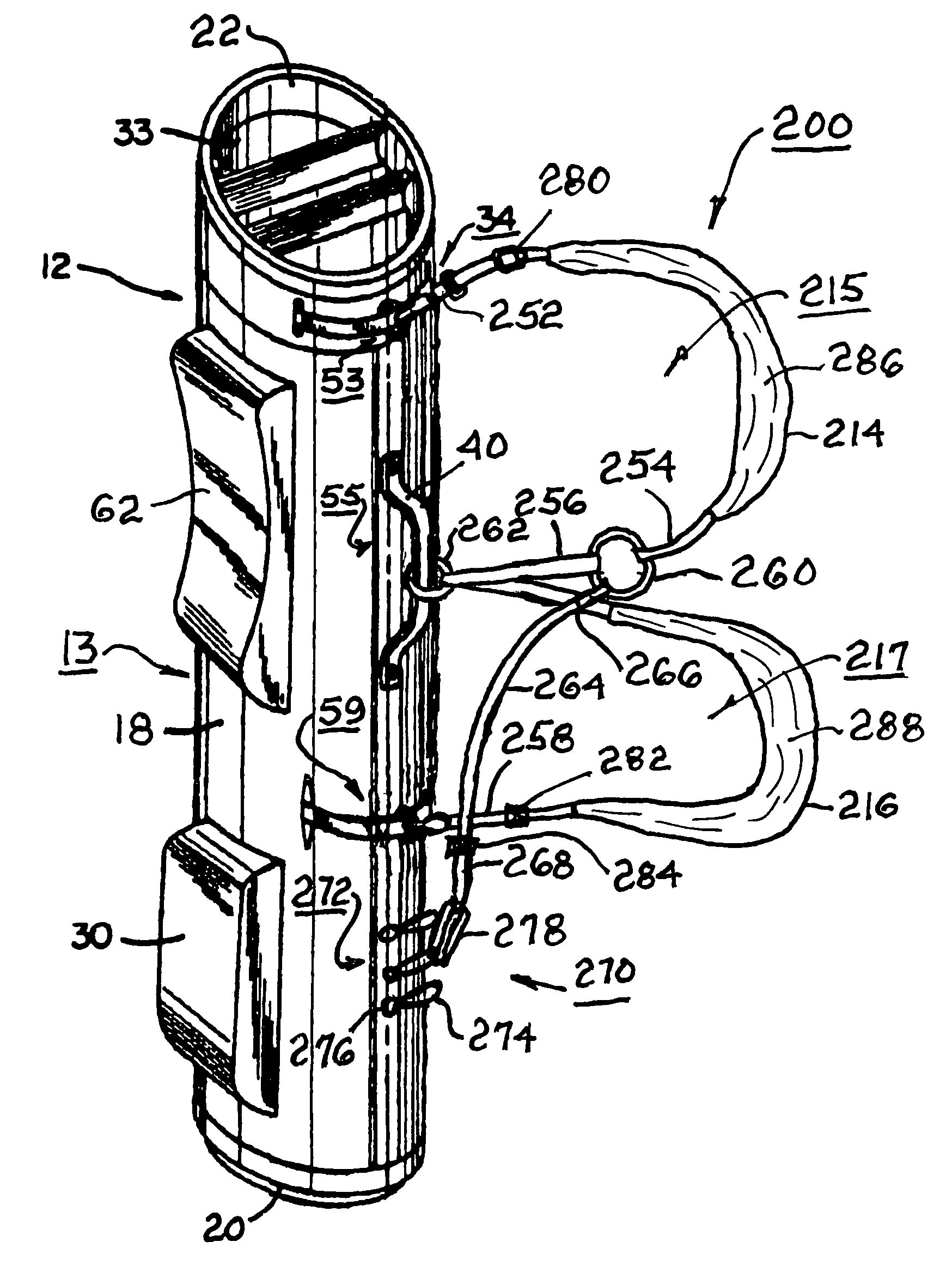 Triple strap carrying system for a golf bag