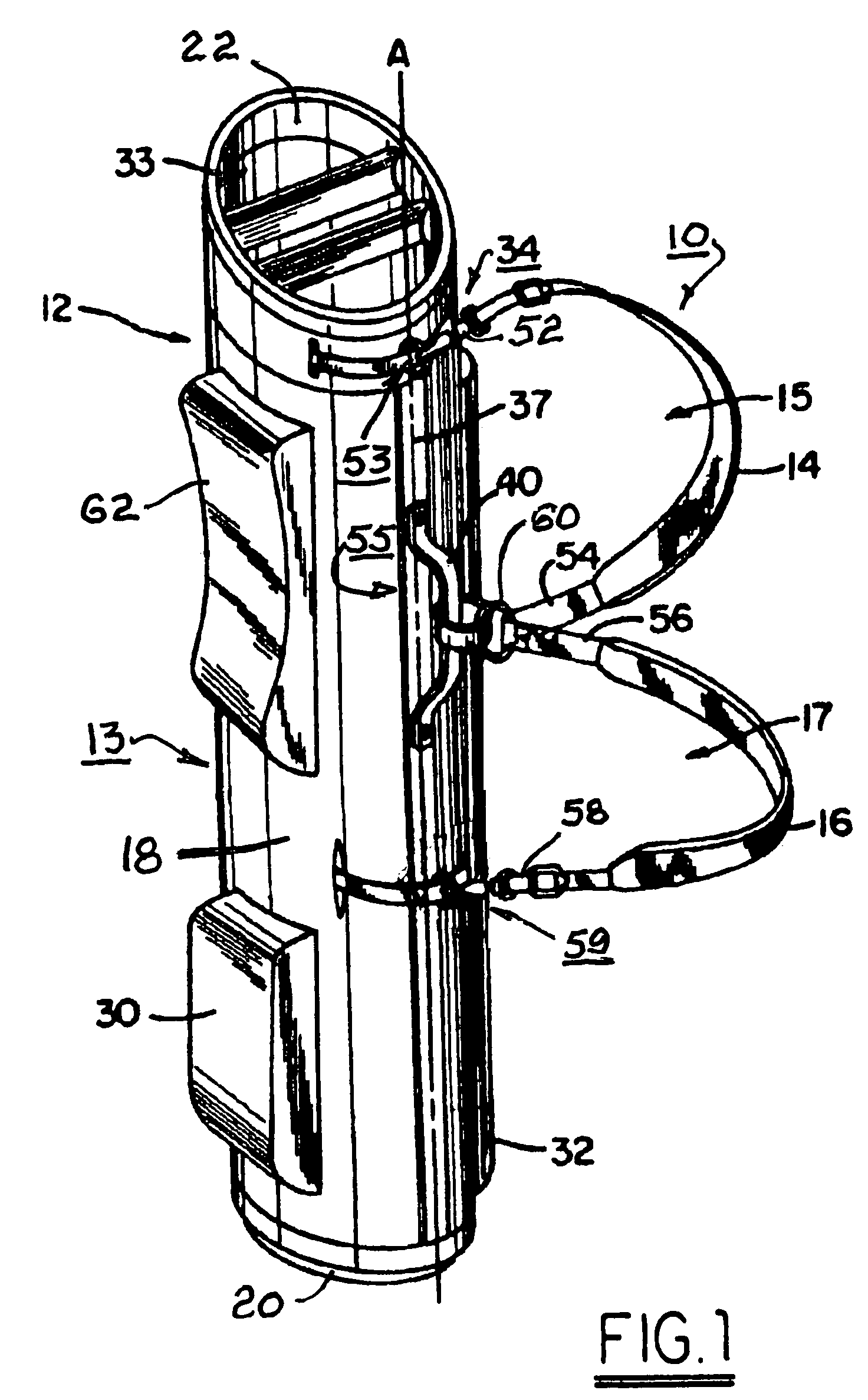 Triple strap carrying system for a golf bag