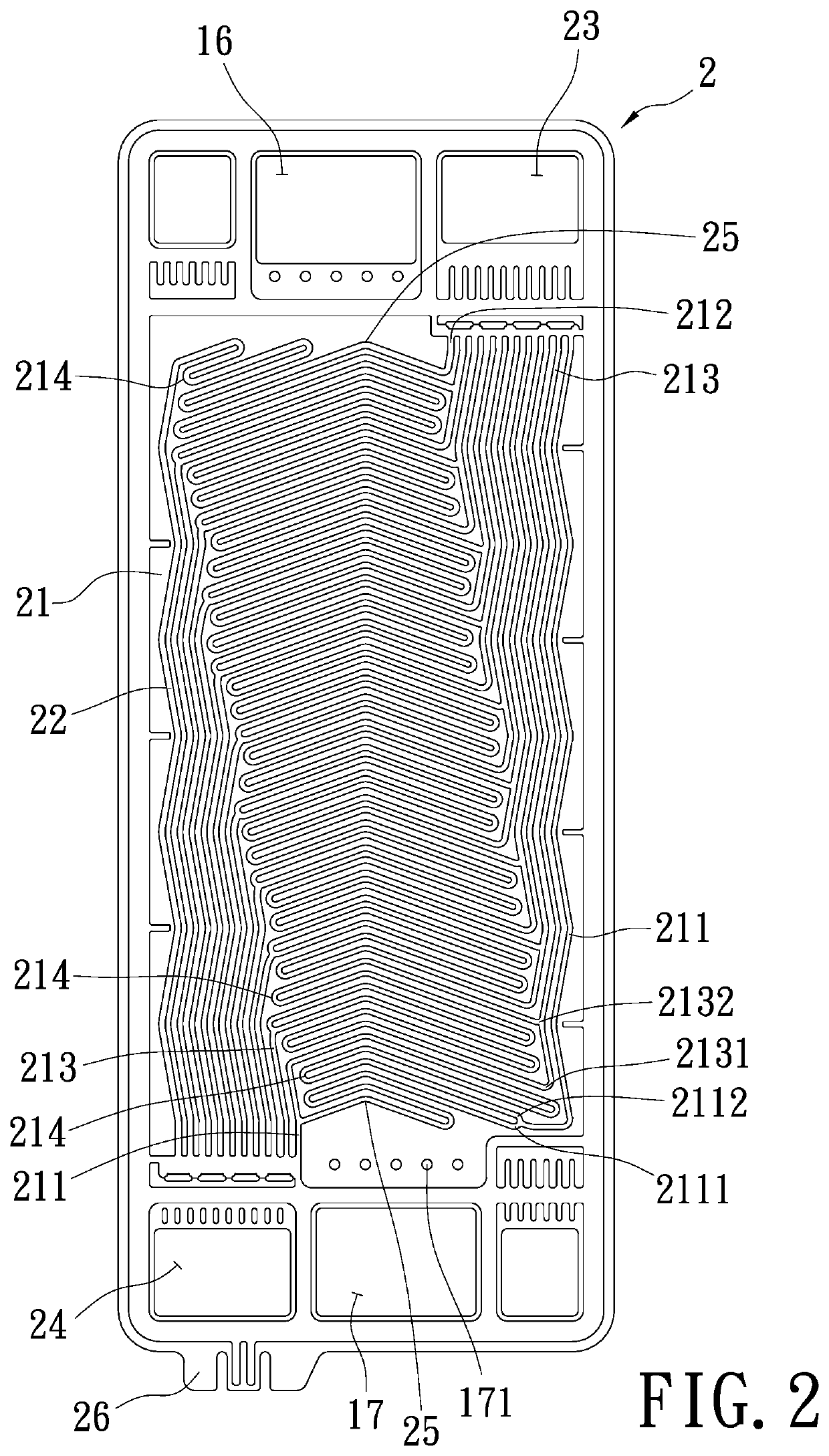 Bipolar plate structure having optimized gas flow channels